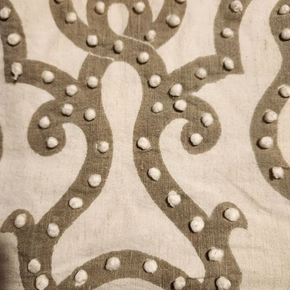 Pottery Barn Pillow Cover Textured Beige & Off White Linen Cotton Blend 24
